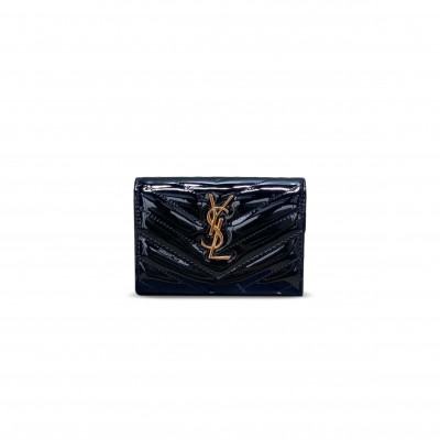 YSL CASSANDRE MATELASSÉ SMALL ENVELOPE WALLET IN PATENT LEATHER 414404 (13.5*9.5*3cm)